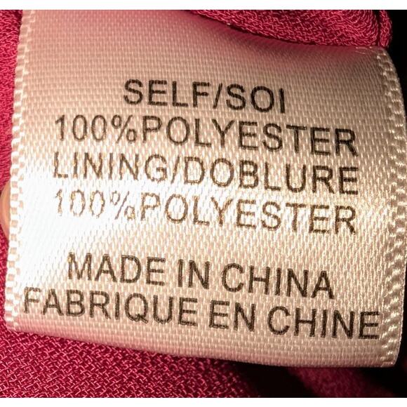 WAYF High Neck Modest Tie Neck Pearl Button Sleeve Lined Blouse Magenta Sz M - Picture 5 of 6